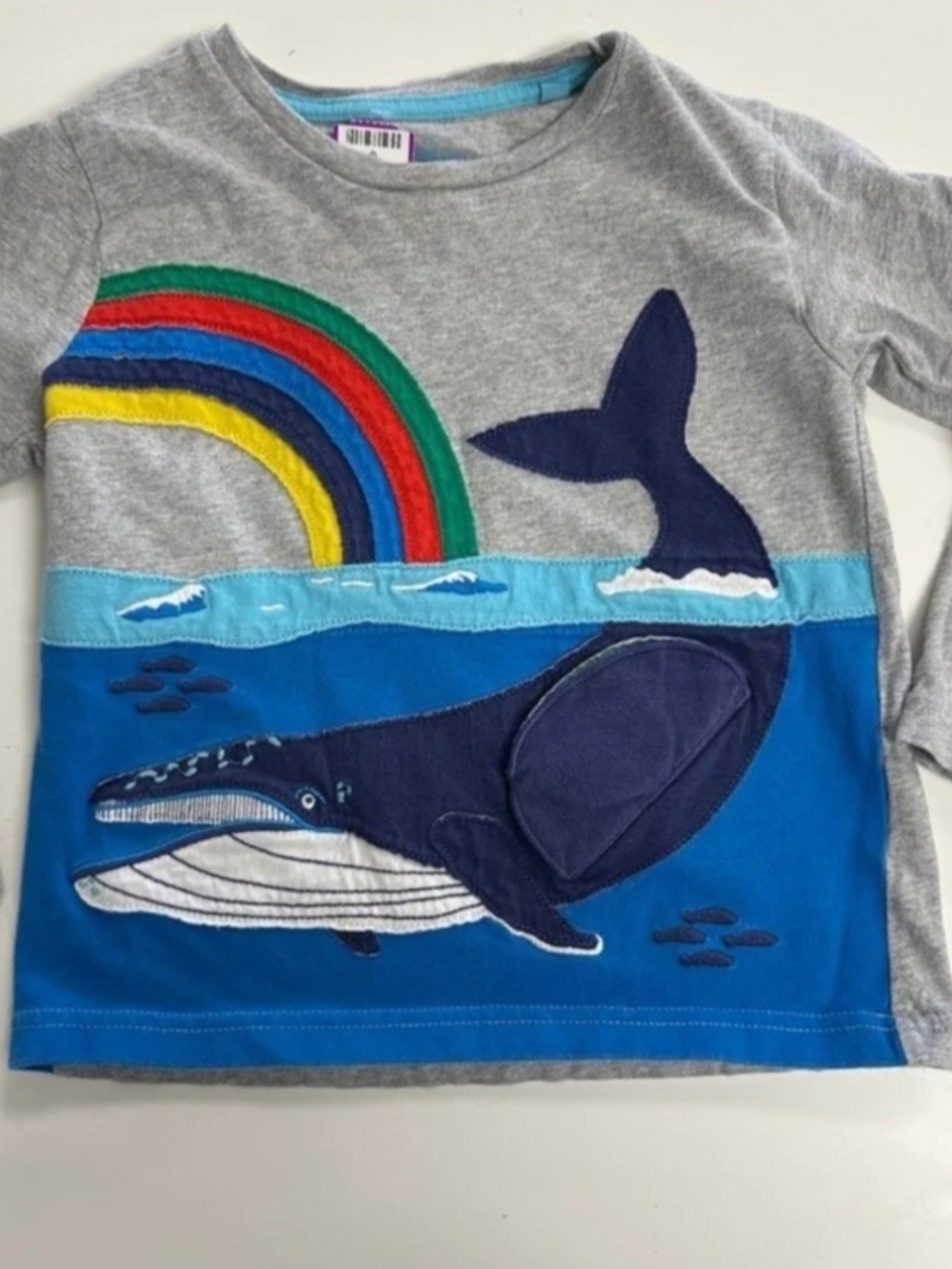 VHTF - Mini Boden Rainbow Lift-The-Flap Whale Top 4-5Y
